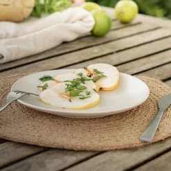 Assiette à dessert en grès D20,5cm - blanc ventoux
