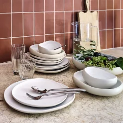 Assiette à dessert en grès D21cm - blanc ventoux