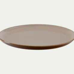 Assiette à dessert en grès D21,8cm - brun laquier