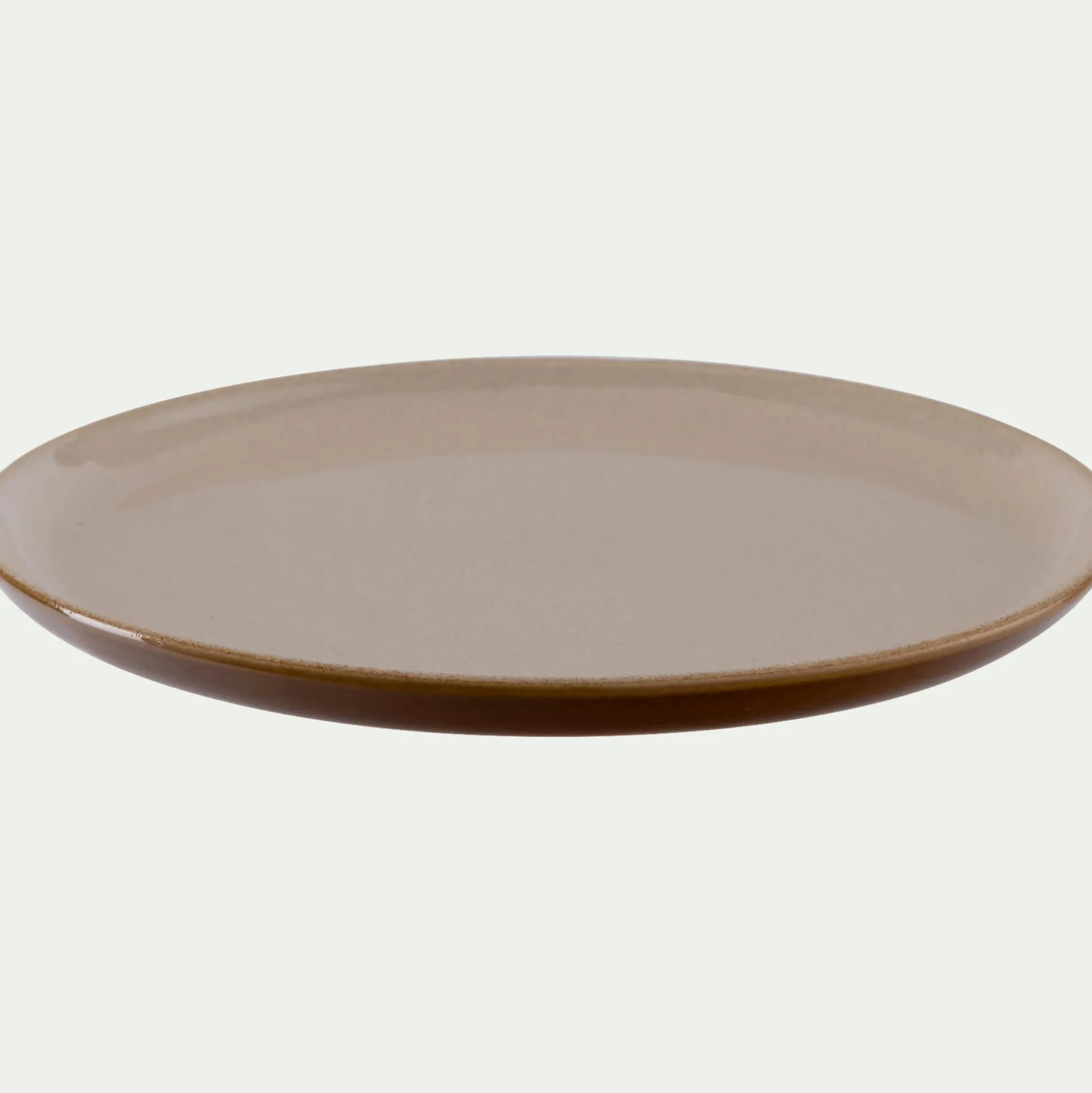 Assiette à dessert en grès D21,8cm - brun laquier