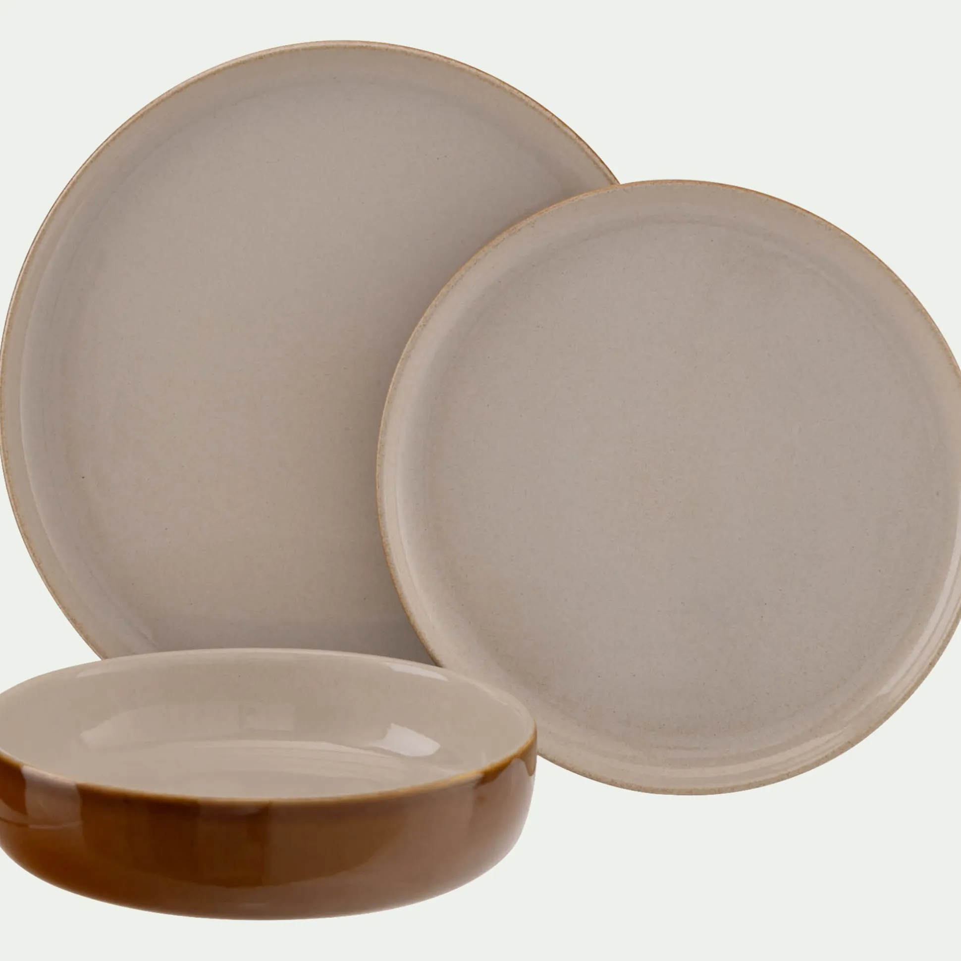 Assiette à dessert en grès D21,8cm - brun laquier