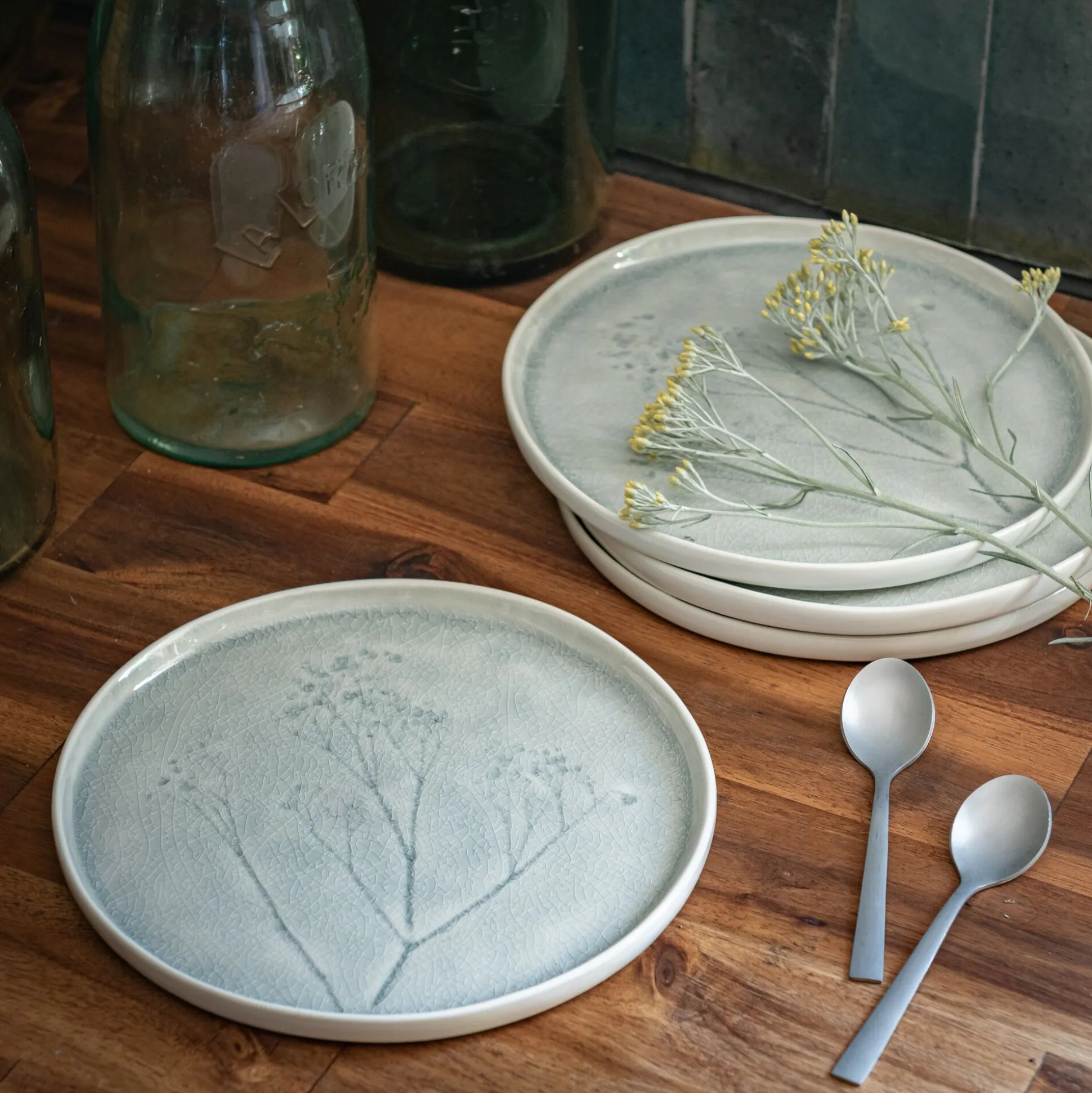 Assiette à dessert en grès D21cm - gris borie