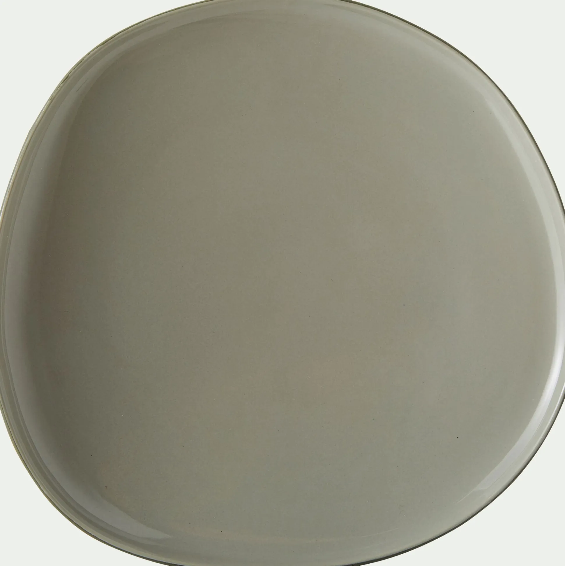 Assiette à dessert en grès D21cm - vert olivier