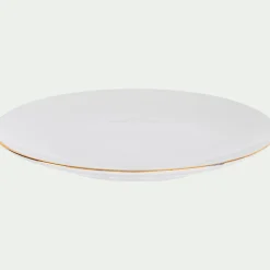 Assiette à dessert en porcelaine avec liseré doré D19cm - blanc