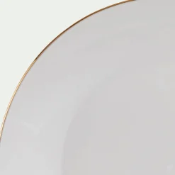 Assiette à dessert en porcelaine avec liseré doré D19cm - blanc