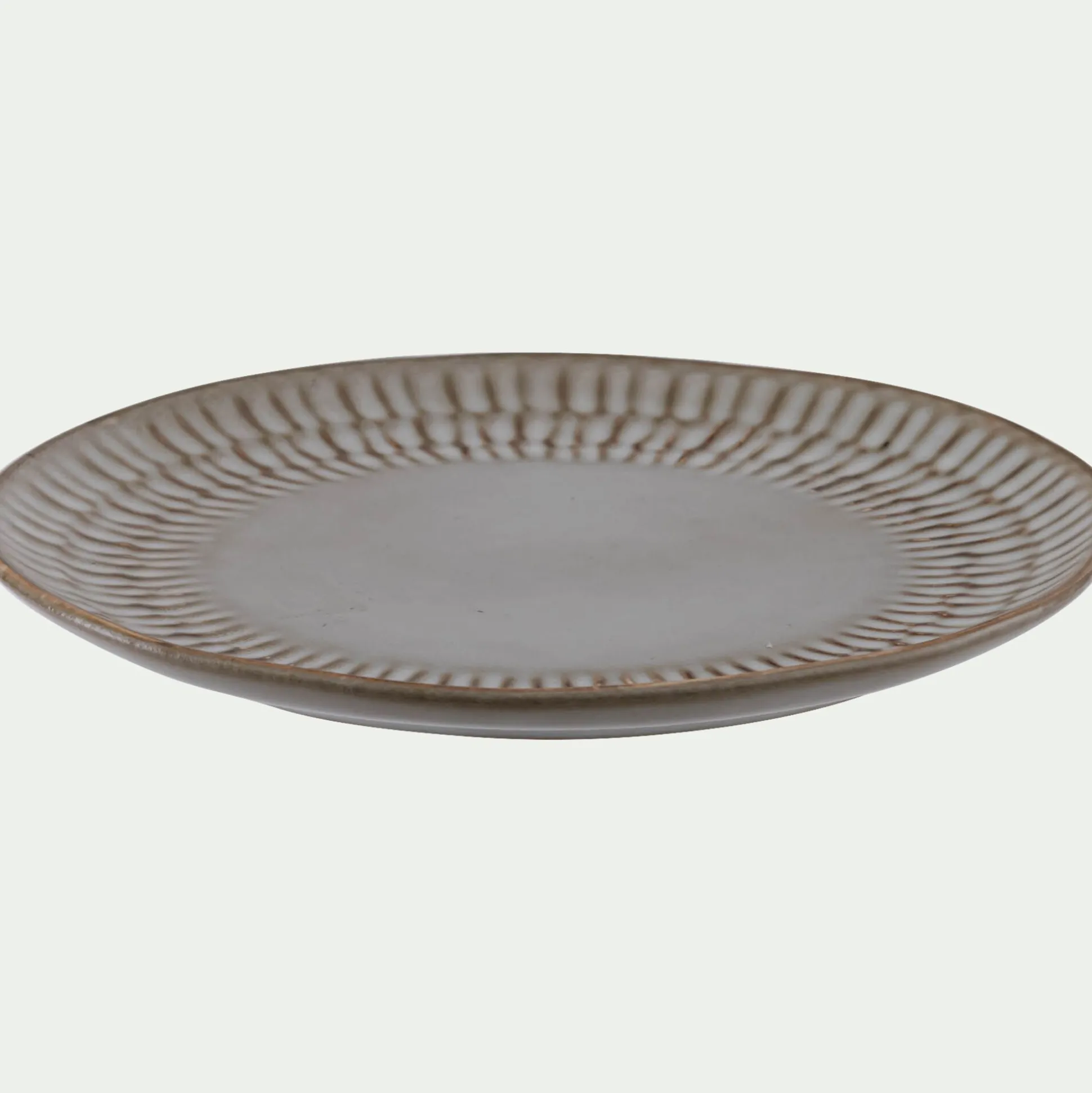 Assiette à dessert martelée en grès D21,7cm - blanc ventoux