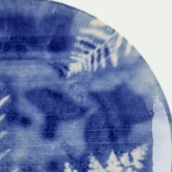 Assiette à dessert motif fougère en grès D21,6cm - bleu