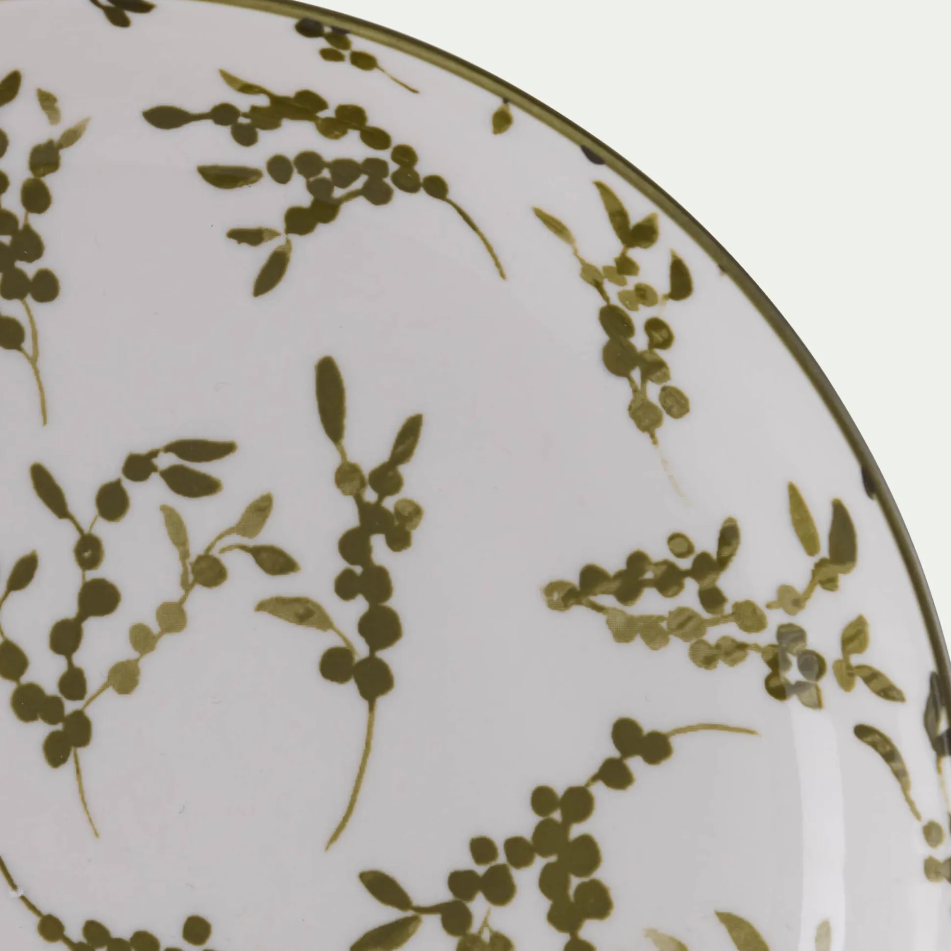 Assiette à dessert motif végétal en porcelaine D20cm - vert