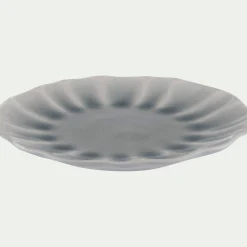 Assiette à dessert ondulée en grès D21cm - bleu