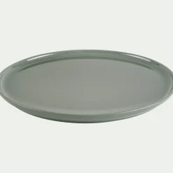 Assiette plate en faïence D28cm - vert cèdre