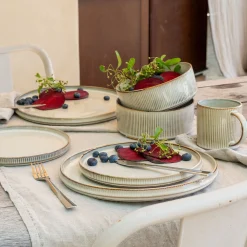 Assiette plate en grès D27cm - beige