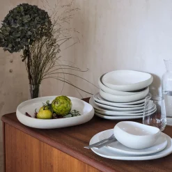 Assiette plate en grès D27cm - blanc ventoux