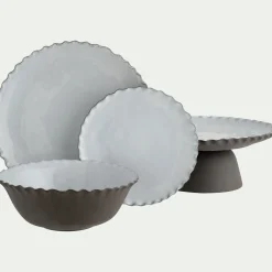 Assiette plate en grès D28cm - blanc