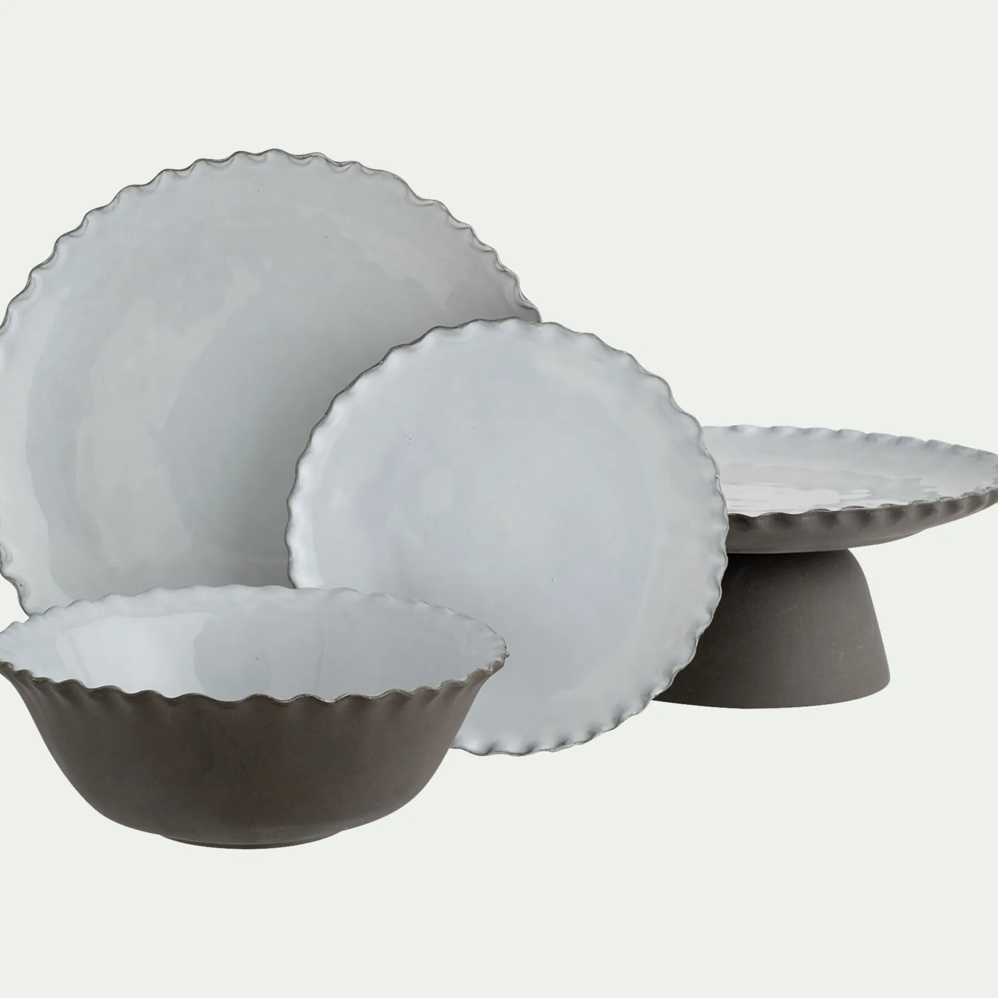 Assiette plate en grès D28cm - blanc