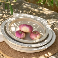 Assiette plate en grès D26cm - blanc ventoux