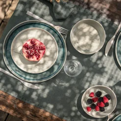 Assiette plate en grès D27cm - bleu niolon