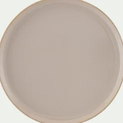 Assiette plate en grès D27,5cm - brun laquier