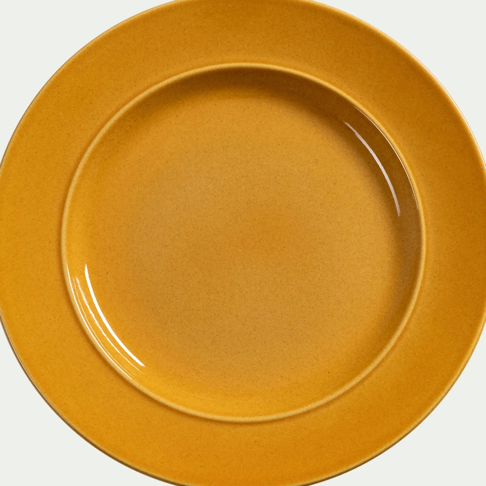 Assiette plate en grès D27,4cm - jaune