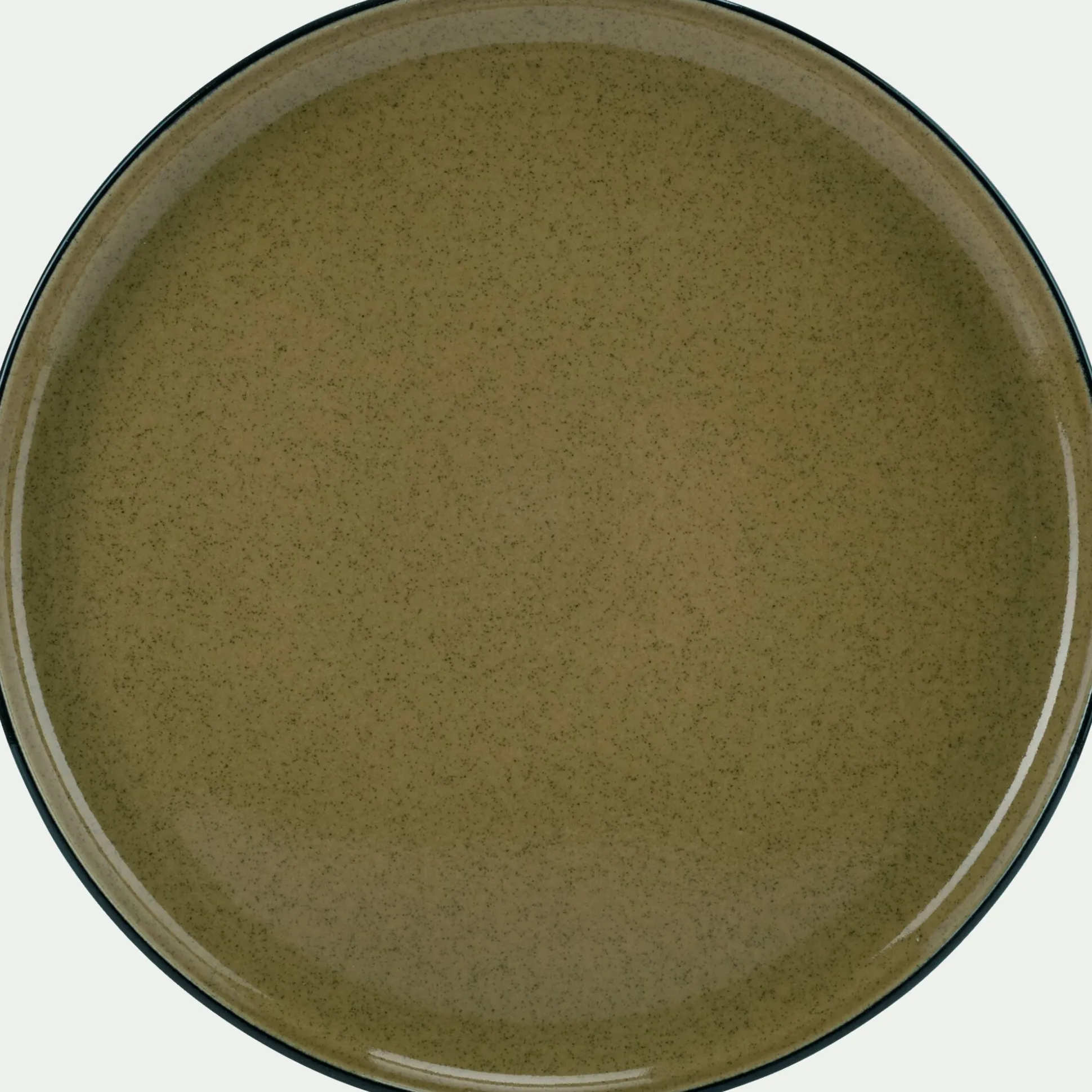 Assiette plate en grès D27,7cm - vert mousse