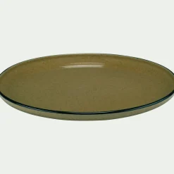 Assiette plate en grès D27,7cm - vert mousse