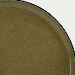 Assiette plate en grès D27,7cm - vert mousse