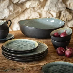 Assiette plate en grès émail réactif D27,5cm - gris