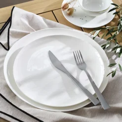 Assiette plate en porcelaine D25cm - blanc