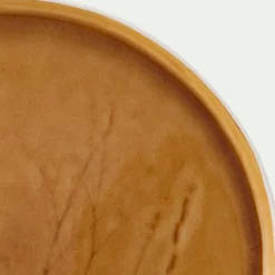 Assiette plate impressions végétales en grès D26cm - jaune argan