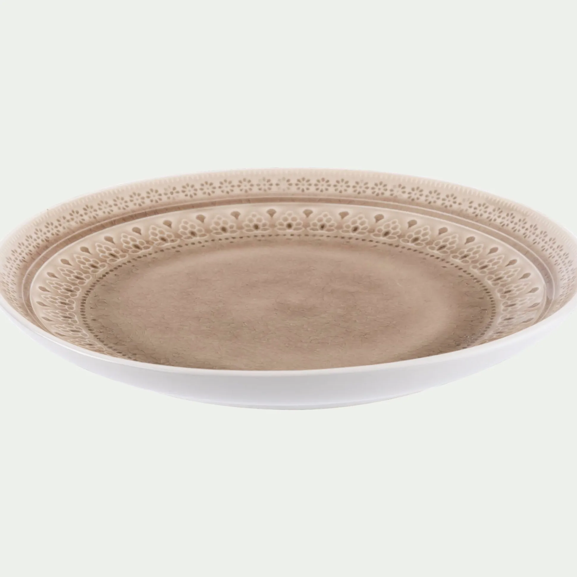 Assiette plate à motifs en grès D26,6cm - beige alpilles