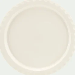 Assiette plate ondulée en grès D27,5cm - blanc ventoux