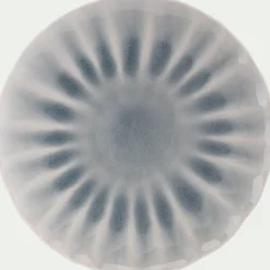 Assiette plate ondulée en grès D26,5cm - bleu