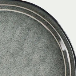 Assiette plate à rayures en grès D27,5cm - bleu calaluna