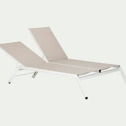 Bain de soleil double en aluminium et textilène - gris