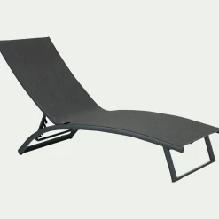 Bain de soleil en aluminium et textilène - noir