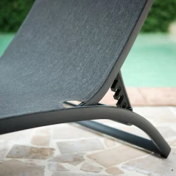 Bain de soleil en aluminium et textilène - noir