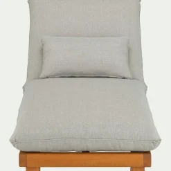 Bain de soleil en eucalyptus avec matelas - gris