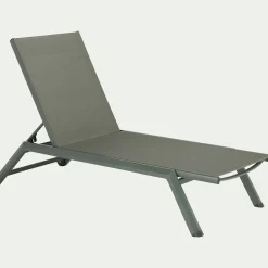 Bain de soleil en métal et toile - vert cèdre