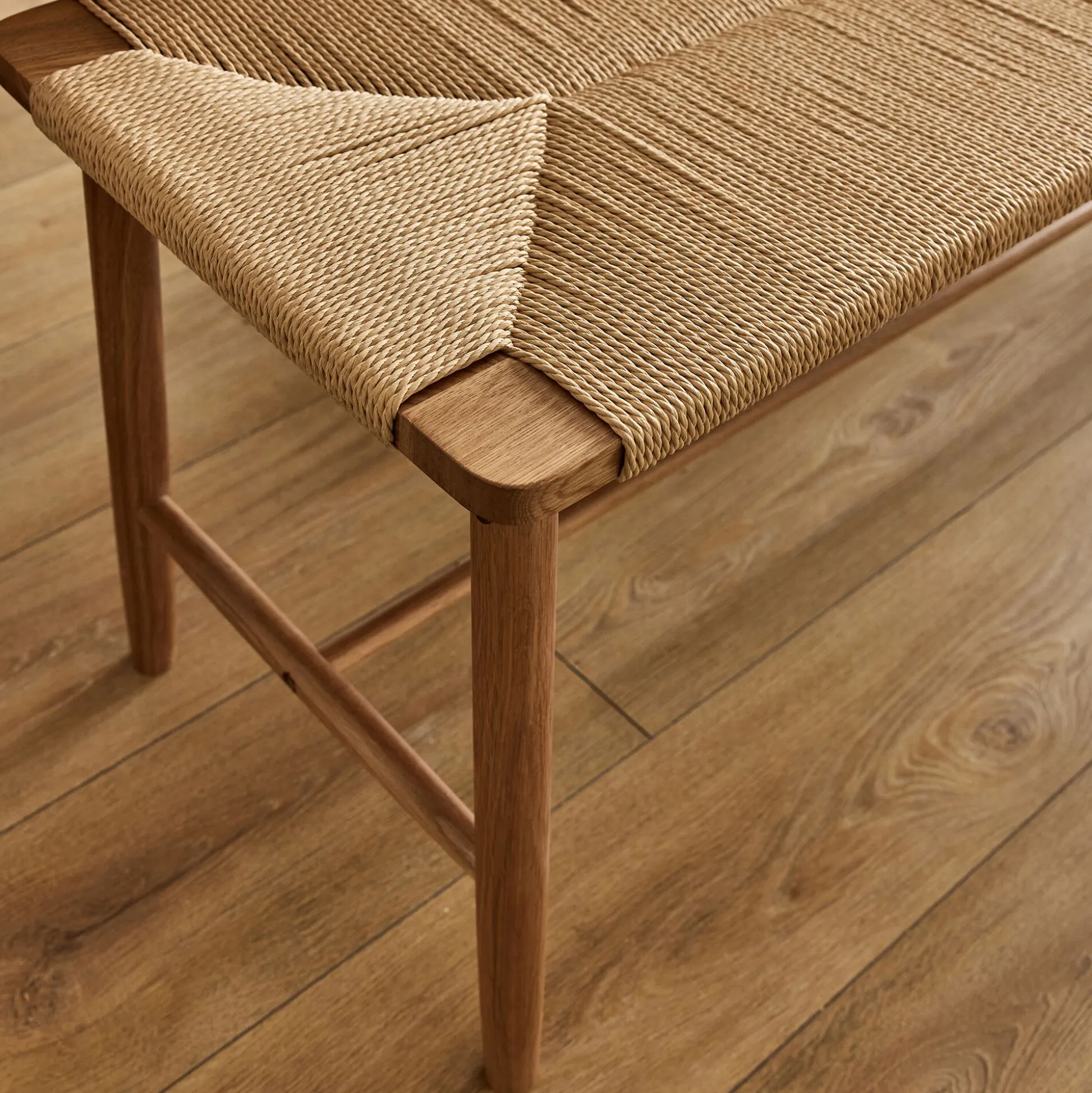 Banc en chêne et corde L120cm - bois clair