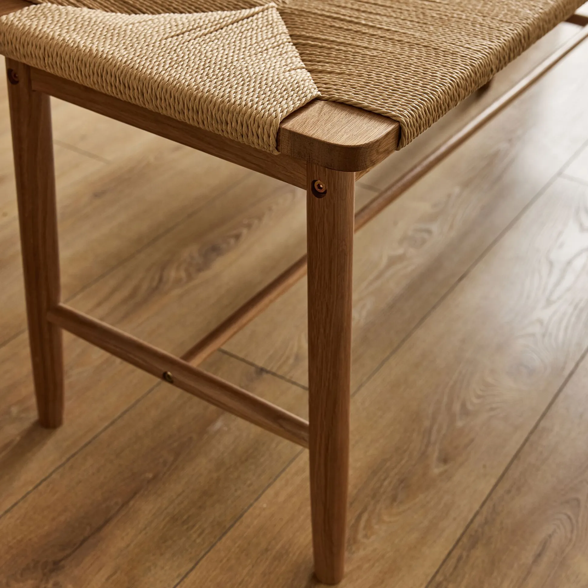 Banc en chêne et corde L120cm - bois clair