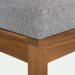 Banquette de jardin en acacia et coussin - gris (2 places)