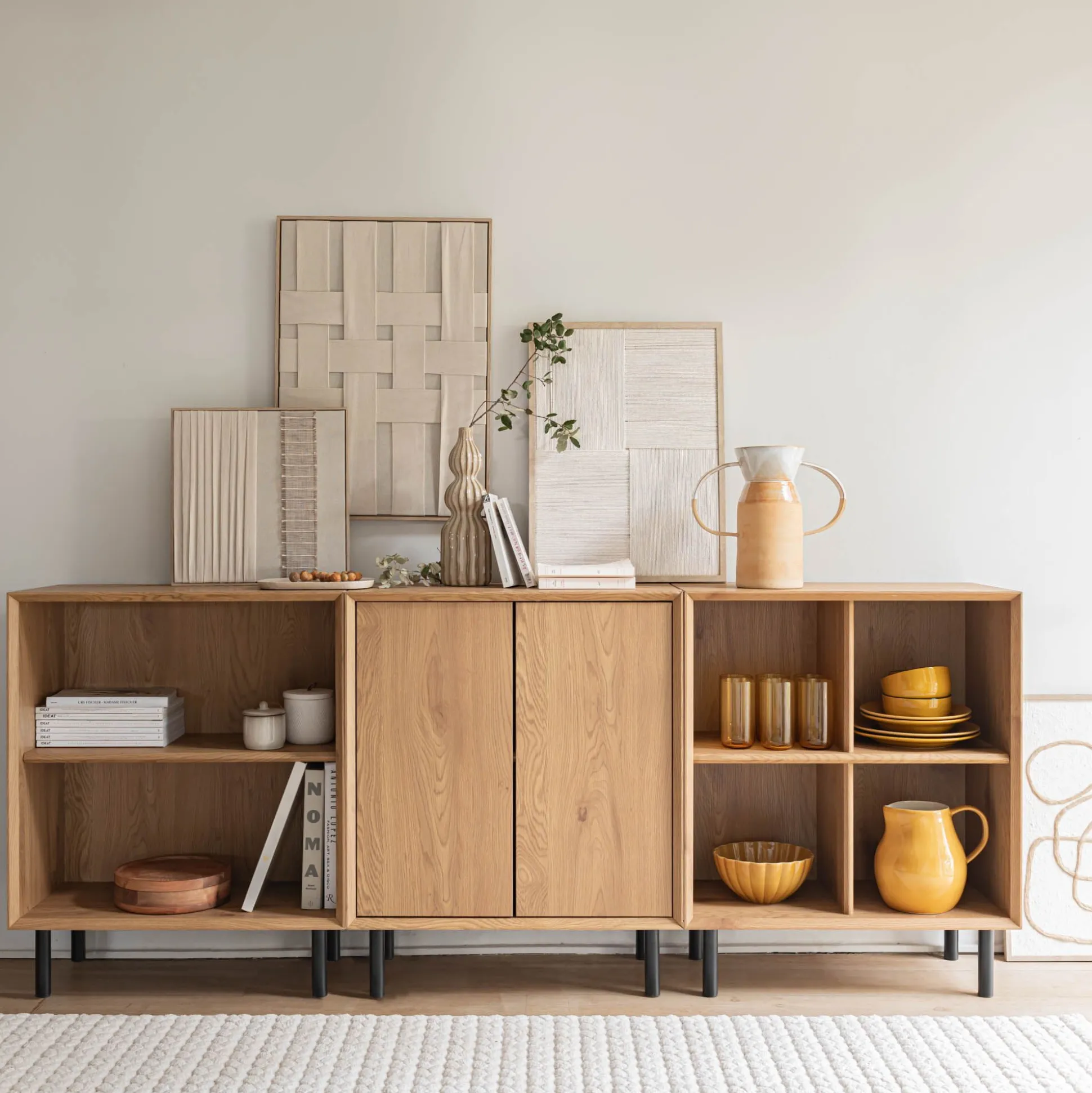 Bibliothèque 4 cases en bois L70xl36xH70cm - bois clair