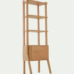Bibliothèque en bois de chêne H192xL68cm - bois clair