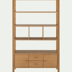 Bibliothèque en chêne avec 2 tiroirs et 2 placards - bois clair