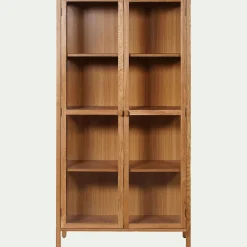 Bibliothèque en chêne et verre - bois clair