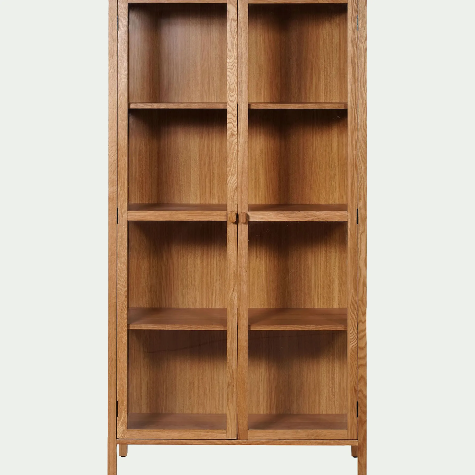 Bibliothèque en chêne et verre - bois clair