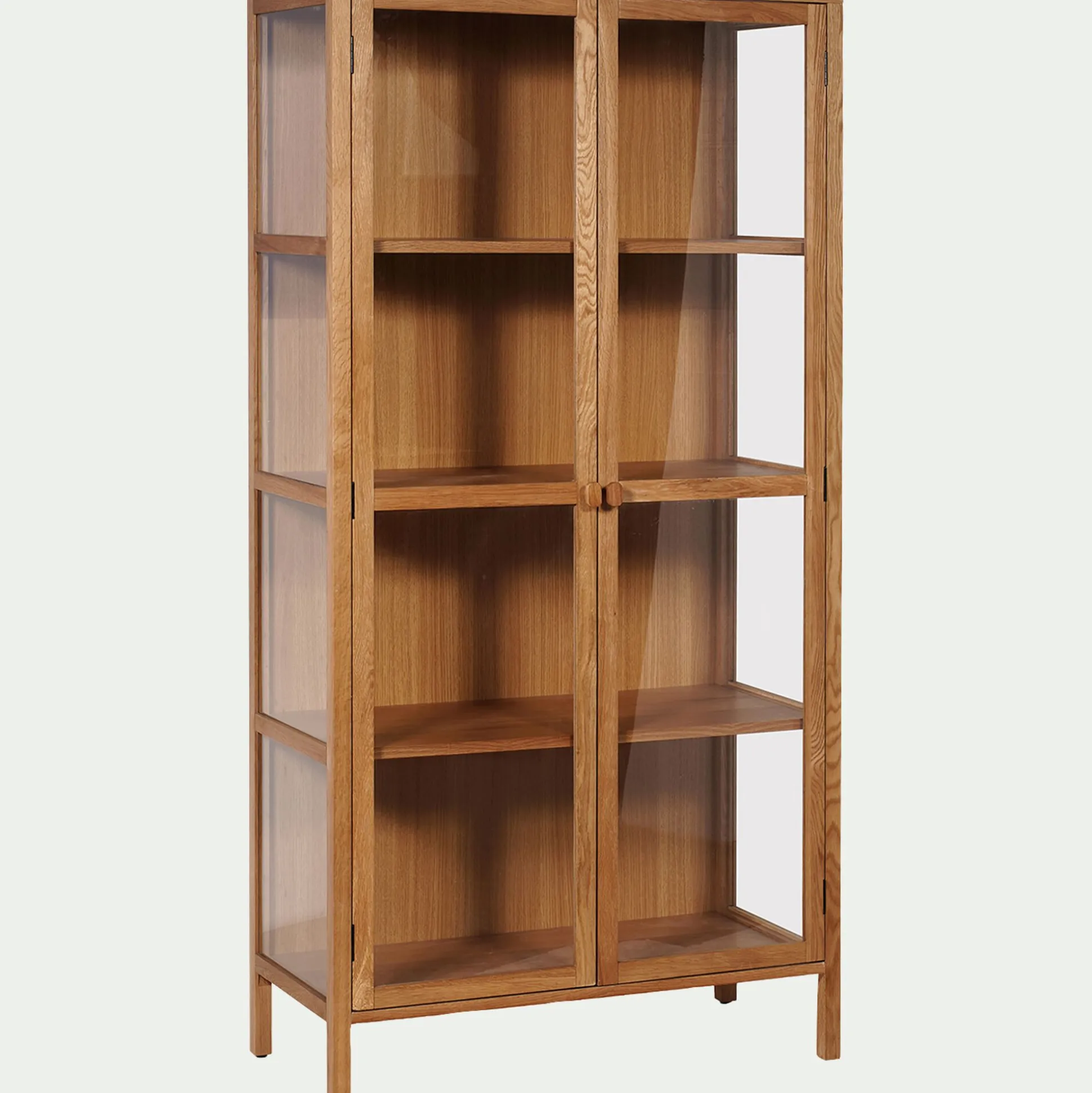 Bibliothèque en chêne et verre - bois clair