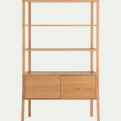 Bibliothèque en chêne massif L118xl42xH192cm - bois clair