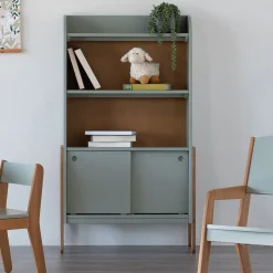 Bibliothèque enfant en acacia - vert olivier
