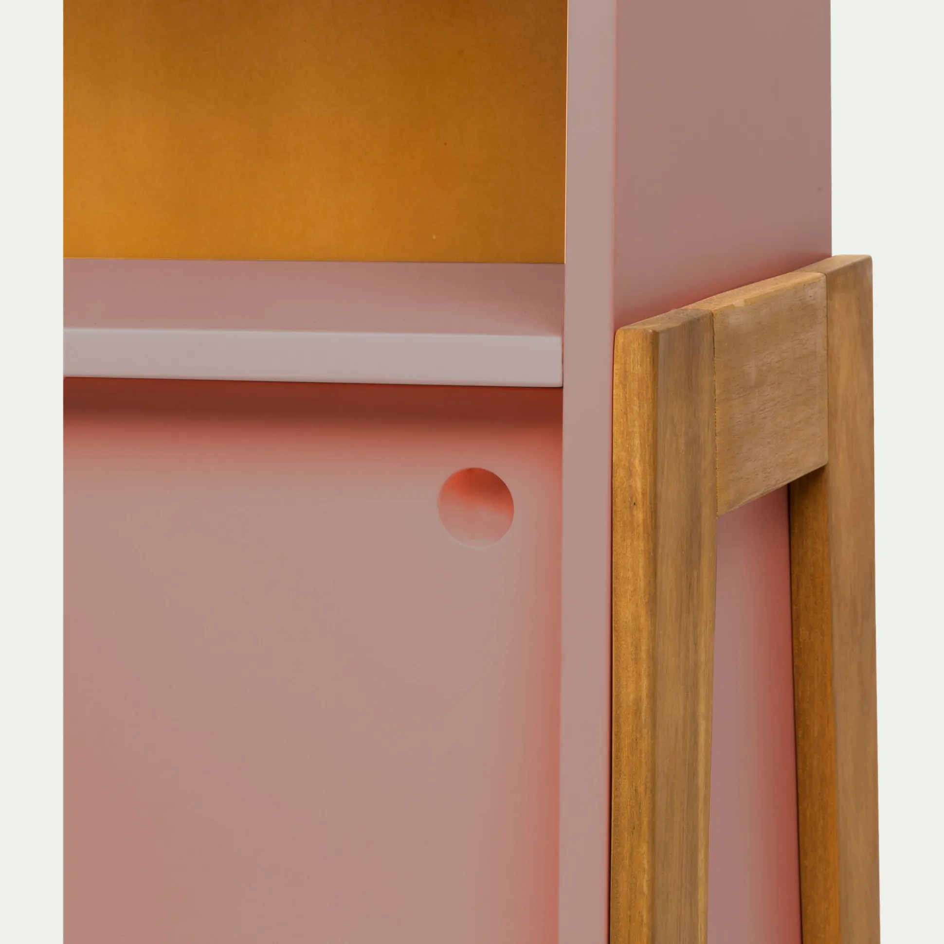 Bibliothèque enfant en acacia - rose