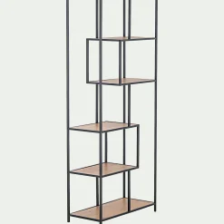 Bibliothèque en métal et en bois - bois clair